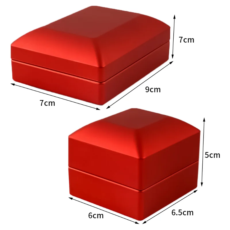 Kotak perhiasan LED, kotak penyimpanan kalung beludru mewah dengan lampu untuk lamaran pertunangan, kotak pajangan cincin pernikahan