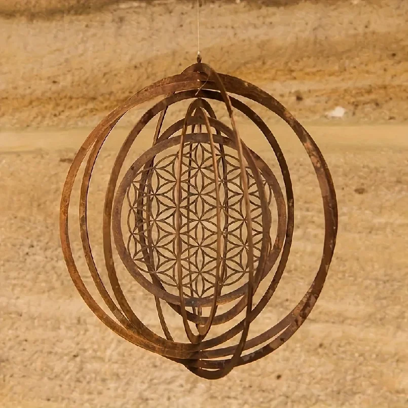 Large Size Rustic Style Metal Spiral Weather Vane Handicraft for Hanging in Window Balcony Backyard Outdoor Decor