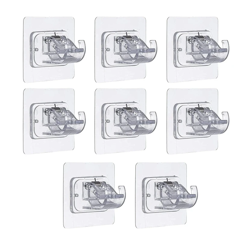 

A21I-8 PCS Self Adhesive Curtain Rod Bracket No Drill Curtain Rods Brackets Nail Free Adjustable Hooks Storage Hooks Clamp