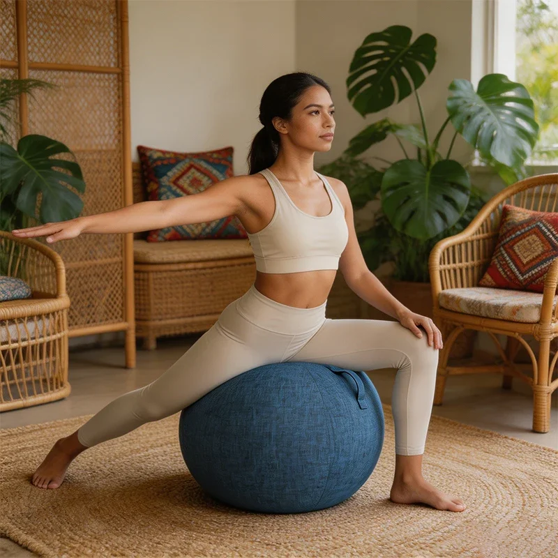 Yoga Ball Cover Cotton Linen Protective Slipcover Dustproof Anti Burst Anti Pilling Balance Ball Protector Gym Workout Accessory