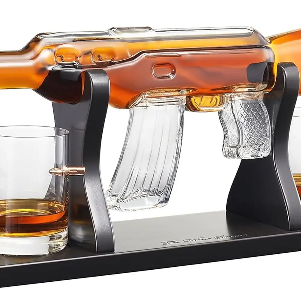 Elegante decantador de whisky inspirado en AK47 con vasos de bala, regalo único para hombres, perfecto para Bourbon, Tequila y vino L