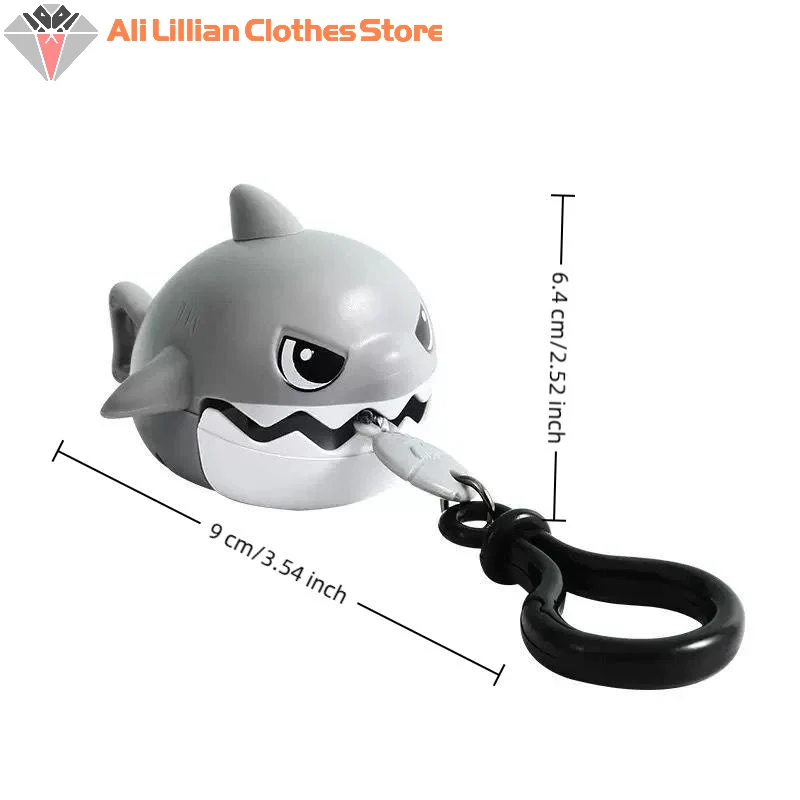 Pull String Shark Keychain Fidget Toy Stress Relief Pendant Backpack Bag Charm Car Key Accessory Novelty Gift Party Favor