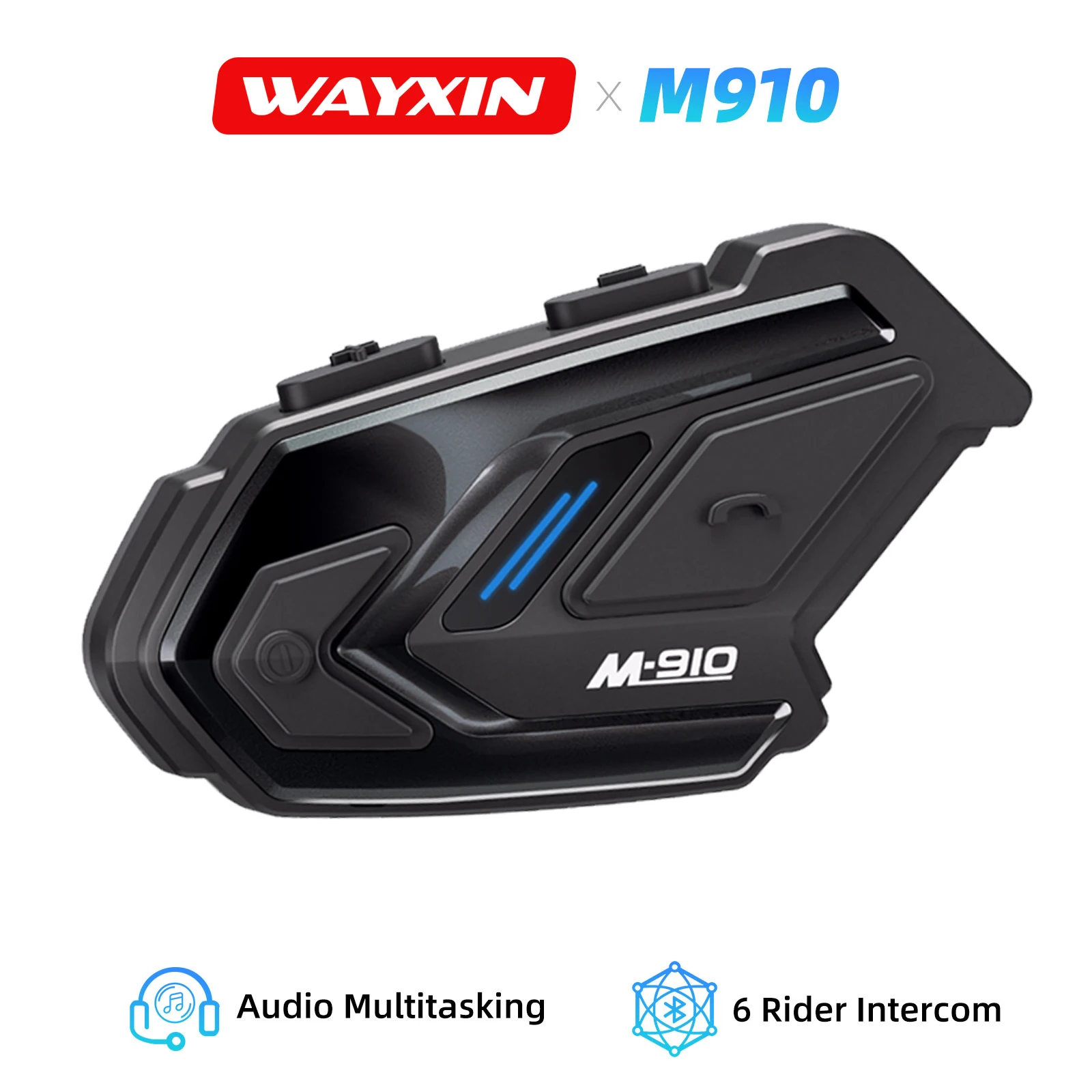 

WAYXIN Motorcycle Helmet Headset Bluetooth Intercom 6 Riders Communicating For Motorbike Communication With Audio Multitasking