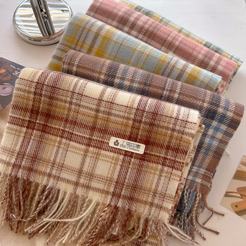 2025 New Arrival Striped Check Scarf Women Fall Winter Versatile Bohemian Neck Warmer Stole