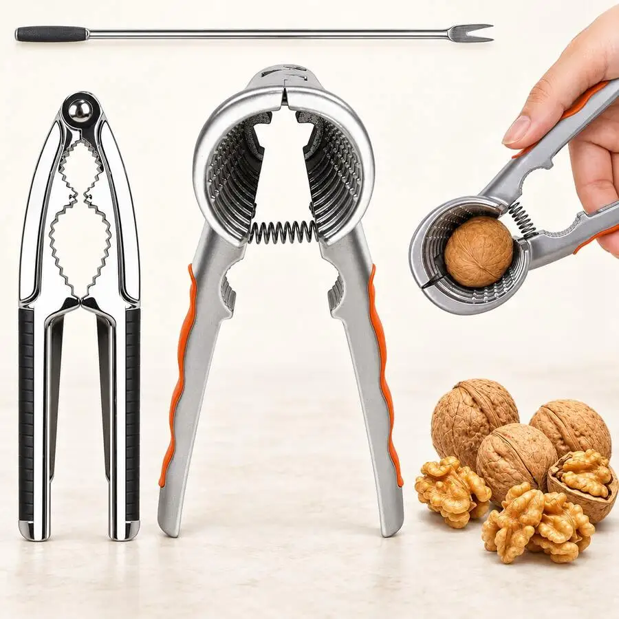 3PCS Nut Cracker Set, Metal Shell Opener Kit For Walnuts, Pecans, Hazelnuts & Pistachios, Seafood Cracking Tools For Home Kitche