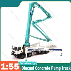 1:55 Diecast Concrete Pump Truck High Simulation Construction Vehicle Car Model Toys Alloy Diecast Vehicle Birthday Gift for Kid