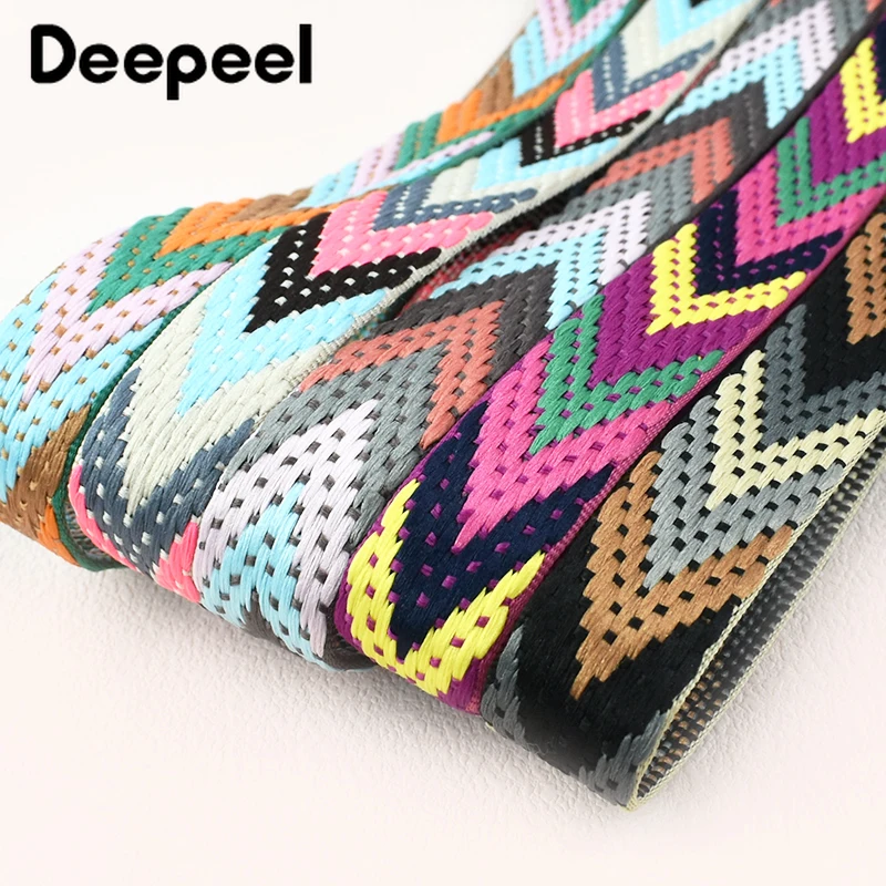 Deepeel 22mm Colored Jacquard Webbing Satin Ribbon Backpack Strap Pet Tape Shoes Clothes DIY  Sewing Accessories,5/10Meters