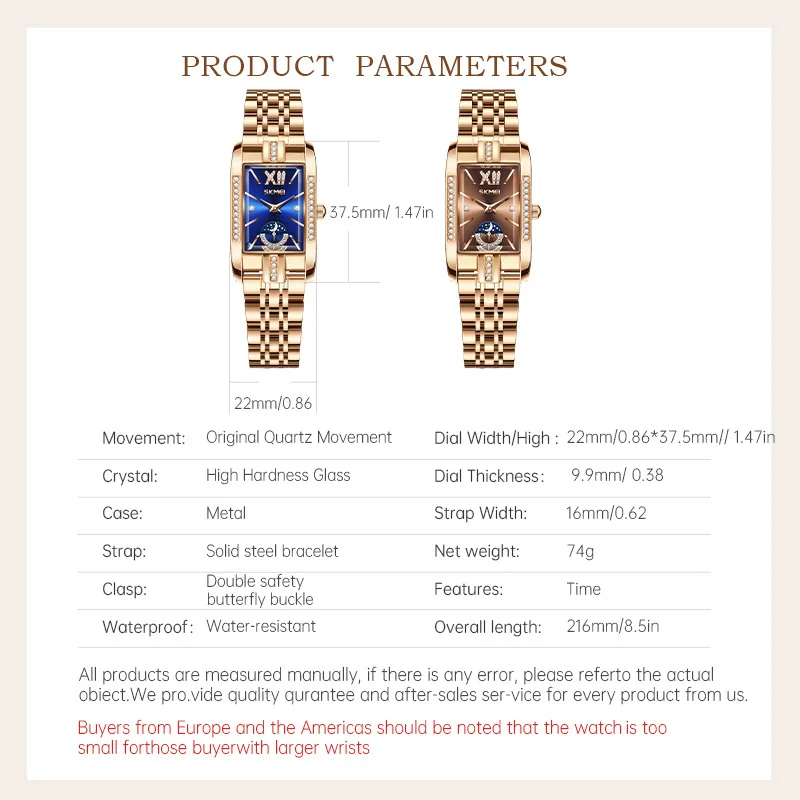 SKMEI Orologi stile romantico Orologi da polso da donna Orologio da donna con cinturino in acciaio inossidabile al quarzo impermeabile con eleganza alla moda