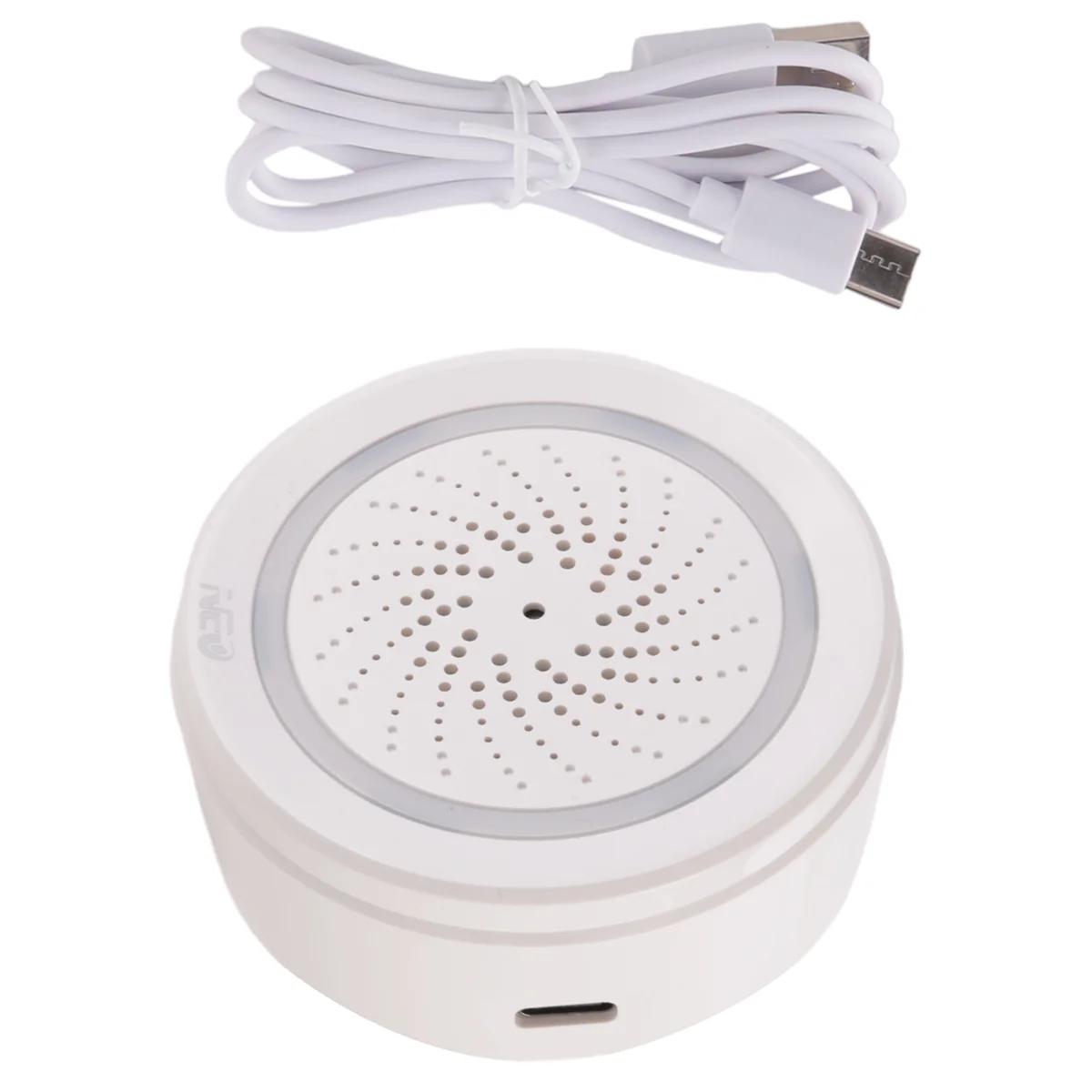 Wireless Smart 120DB Siren and Alarm Bell-White, with Strobe Light, Remote App Control WiFi USB Siren