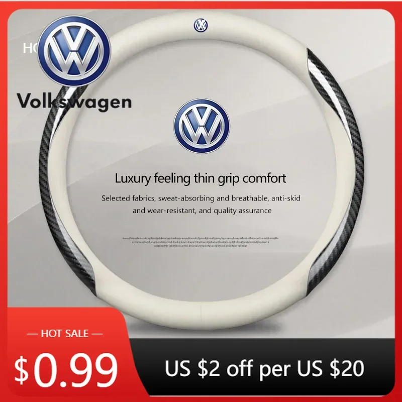 

Чехол на руль из кожи и карбона для Volkswagen VW, аксессуары для автомобилей Volkswagen VW New R Rline Caddy Tiguan Polo