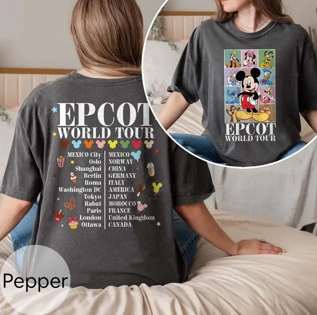 

Disney Epcot World Tour Comfort Colors Shirt, Drink Around The World Shirt, Mickey Eras Tour Shirt, Disney Family Matching Tee