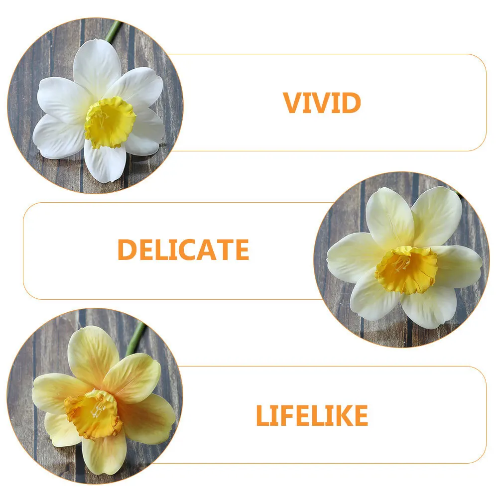 

9Pcs Simulated Daffodil Artificial Flowers Realistic Plastic Material Decoration for Home Office Hotel Ballroom Fake Daffodil