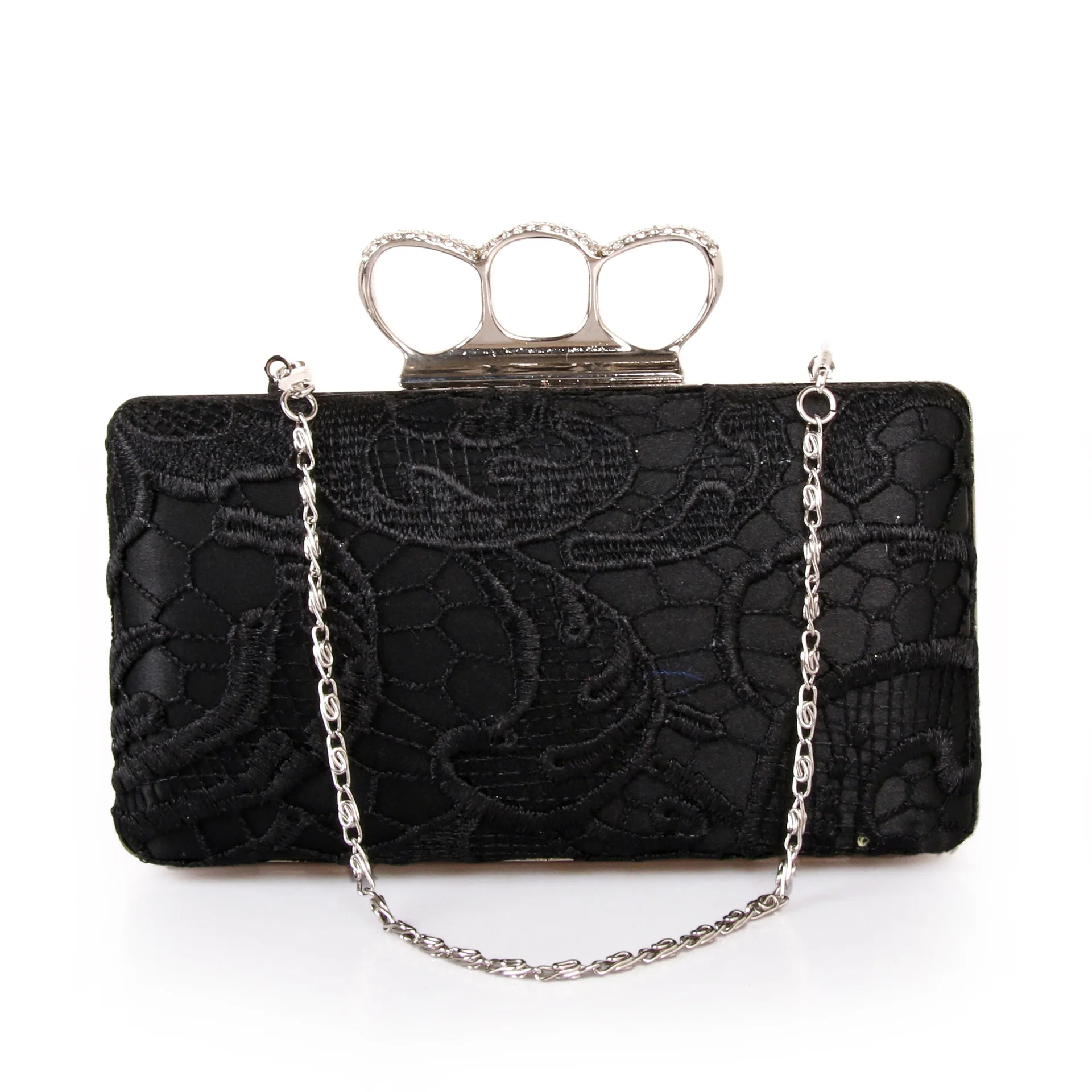 

Three-finger Lace Dinner Clutch Bag Made Of Water-soluble Material Adorned With Diamond Ring Details Perfect For Evening Dresses