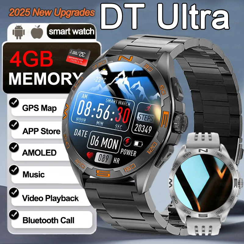 

4 ГБ Память Видеоплеер Смарт-часы Мужчины MP3 MP4-плеер Bluetooth Вызов Приложение Магазин ChatGPT Smart AI SmartWatch Водонепроницаемый браслет