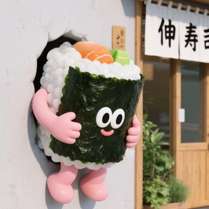 

FRP sculpture set outdoor IP sushi door clock in drainage landscape props shopping mall