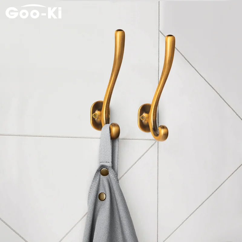 Goo-Ki Hangers Hook Zinc Alloy Wall Hook Bronze Cloth Coat Bag Hat Hanging Hooks Bathroom Kitchen Anitque Racks with Screws
