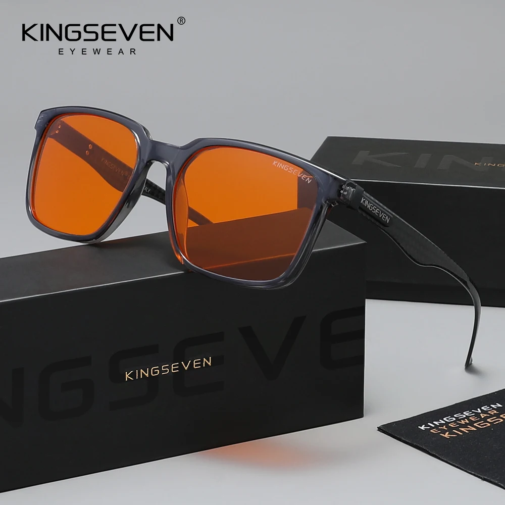

Очки KINGSEVEN с защитой от синего света для мужчин и женщин, модные компьютерные защитные очки, блокирующие синий свет, оправы из углеродного волокна