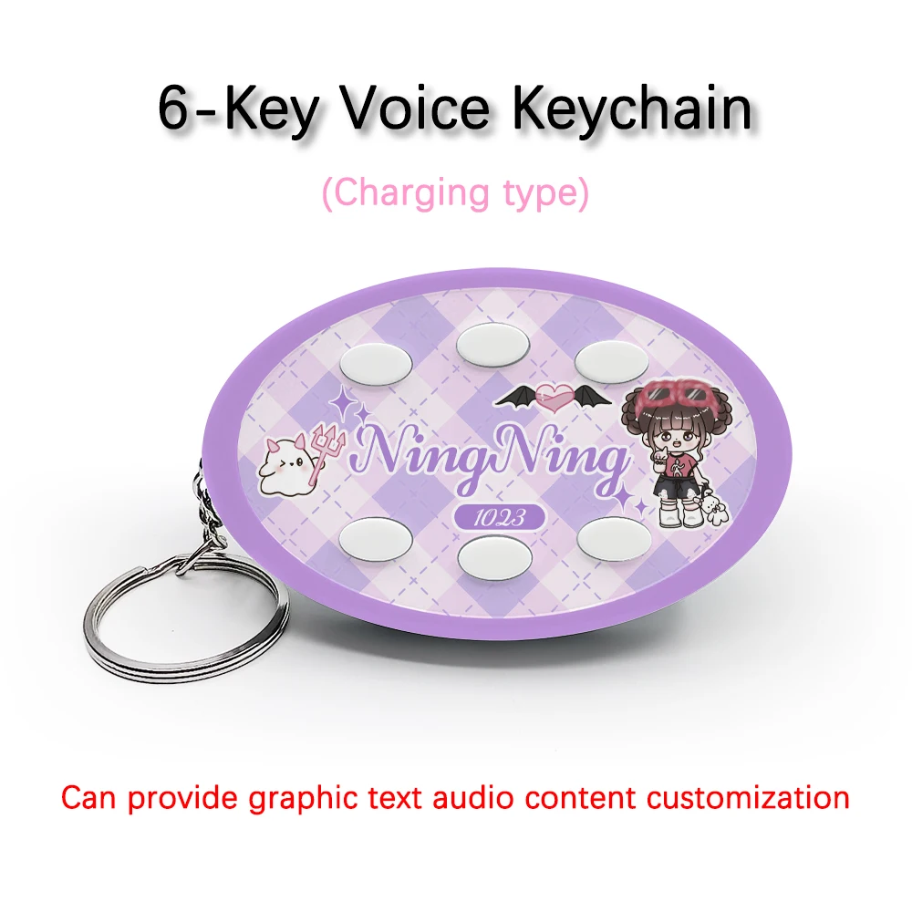 

Creative Voice Keyring For Aespa Team Member Vivian NingNing 6-Key Audio Picture Custom Rechargeable Type Keychain Pendant Gift