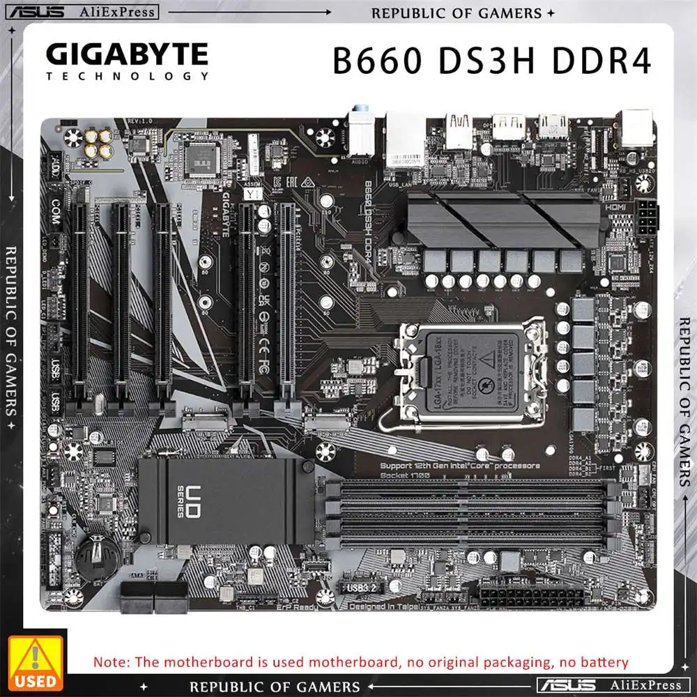 GIGABYTE B660 DS3H DDR4 Motherboard LGA1700 Slot Support 12th 13th and 14th Generation Intel Core Processors i5-12400F CPU DDR4