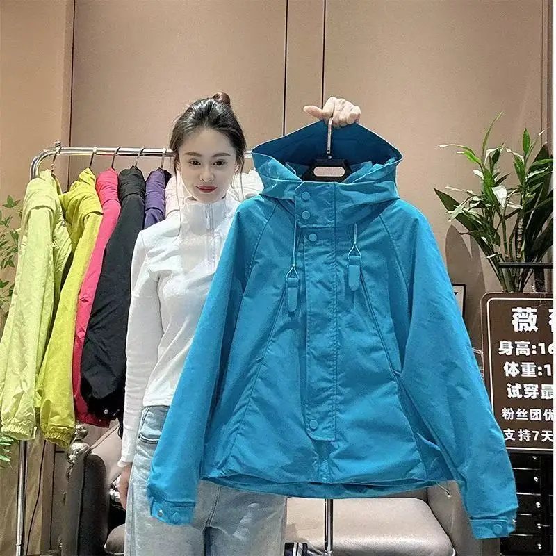 Hooded jacket 2025 new jacket trench coat baseball uniform Joker plus size loose design jacket top woman