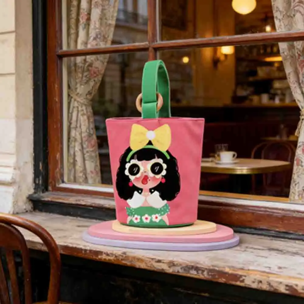 

Top-Handle Bag Versatile Bucket Bag Canvas Handbag Fashionable Portable Lunch Bag For Going Out Daily Use Shopping