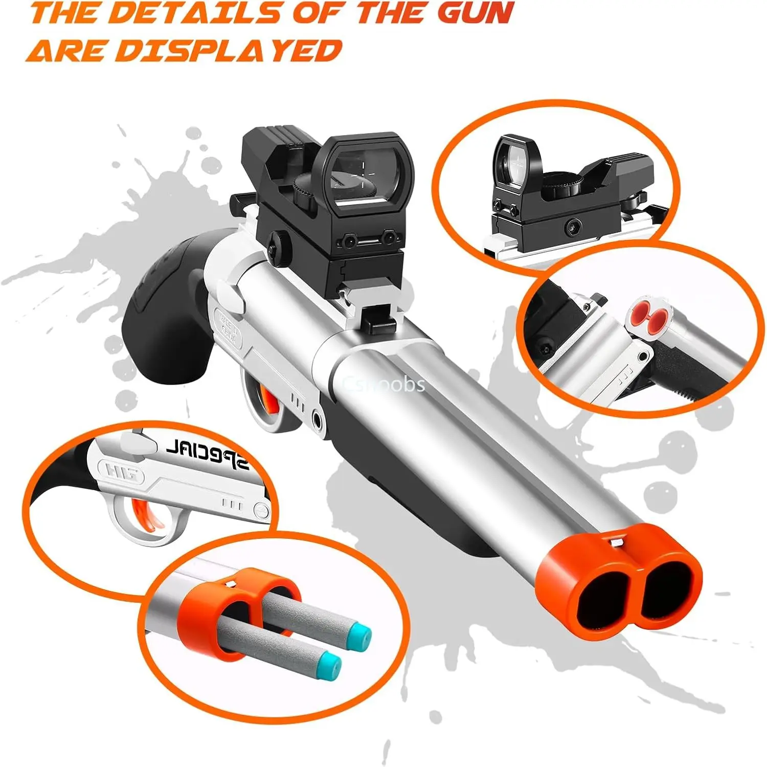 Rifle de doble cañón de 37cm, pistola de juguete larga, lanzador de Airsoft, balas suaves duales, juego de deportes al aire libre, arma de tiro para regalo de niños