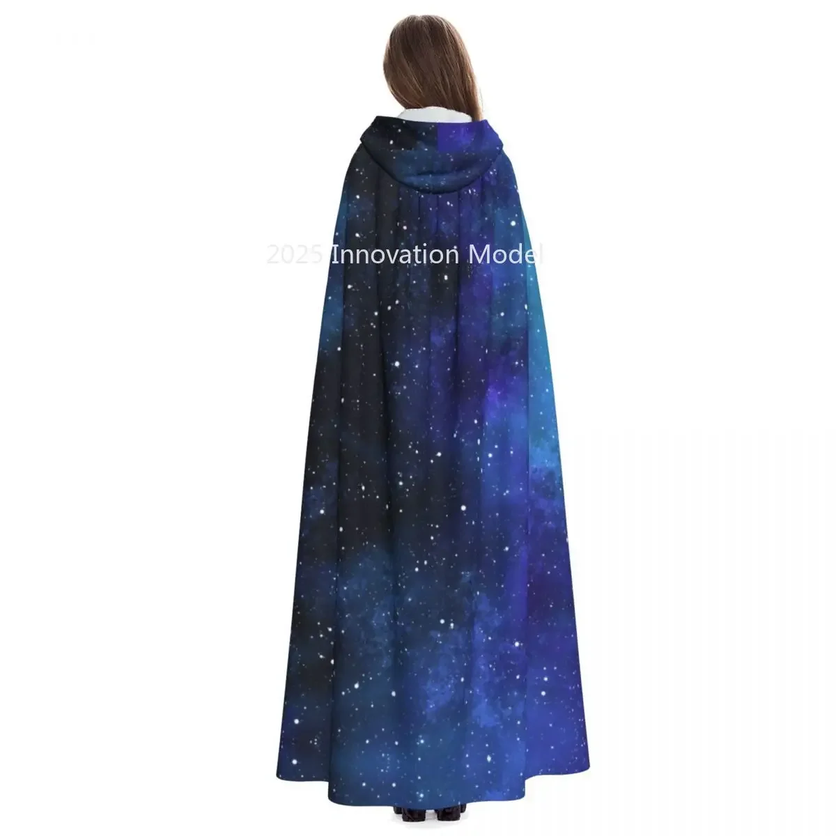 2025 جديد القرون الوسطى هالوين تأثيري عباءة مقنعين كيب نجوم الفضاء غالاكسي كوكبة زودياك ستار معطف طويل خندق زي Wiz