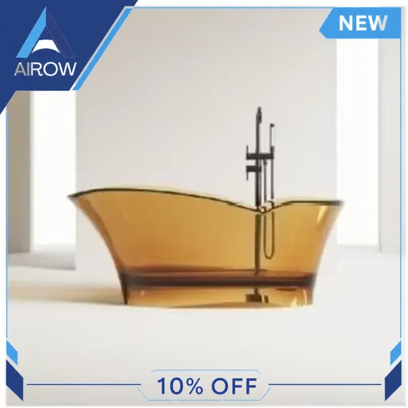 for. Modern Transparent Freestanding Resin Bathtub Luxury Cast Composite Soaking Tub for Bathroom Home Spa Relaxation Decor