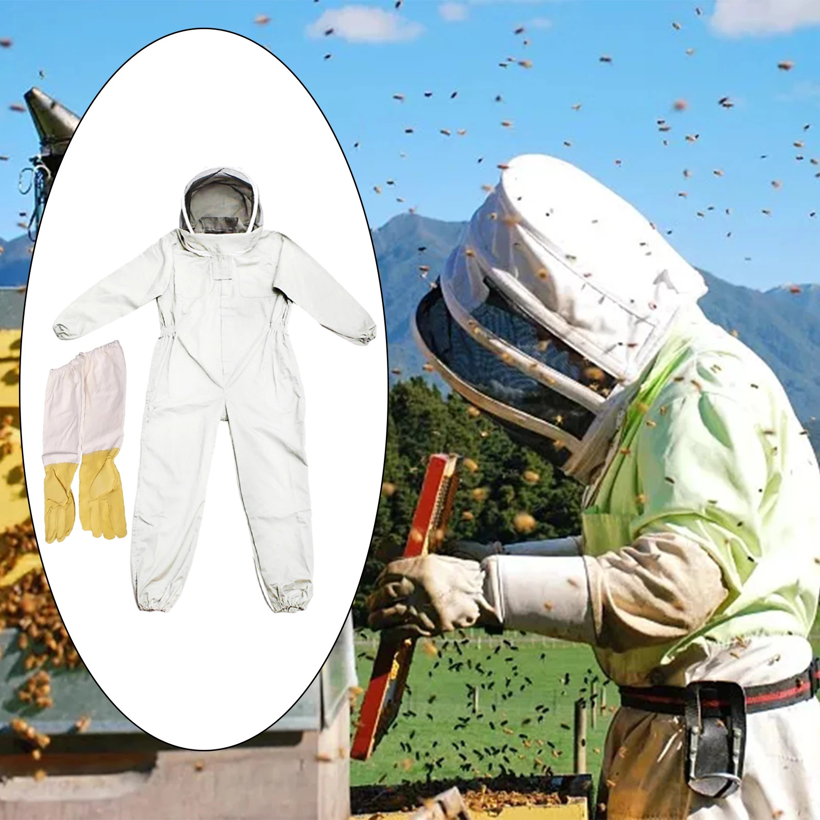 Beekeeping Protective Suit Jumpsuit Beekeeper Jacket Clothing for Kids Adult Full Body Anti Bee Suit Beekeeping Clothes Cotton