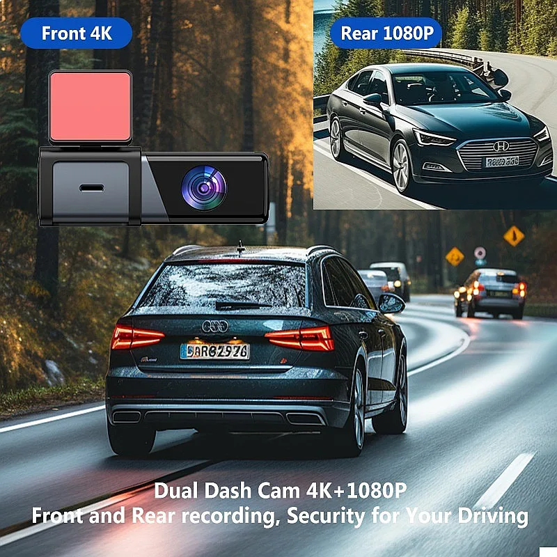 A59 4K WiFi Dash Cam Front and Rear Dual Lens Night Vision Car Recorder view 5