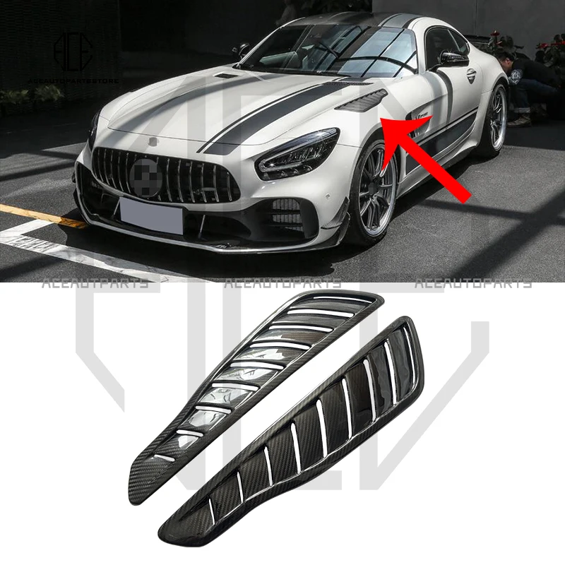 

Real Carbon Fiber Car Front Vent Fender Side Air Flow Intake Vents Covers For Mercedes Bens AMG GT PRO Style