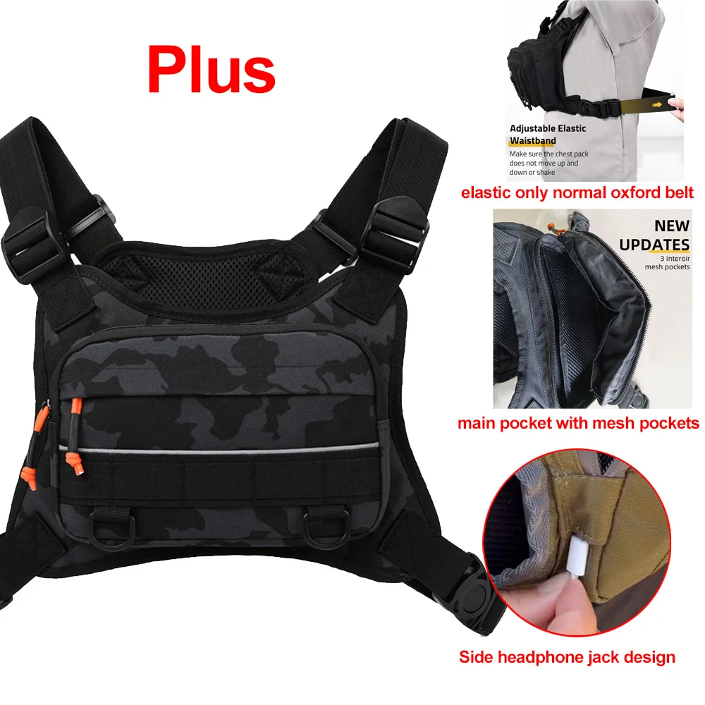 Tactische borsttas voor heren Running Front Vest Rugzak Rig Pouch Wandelen Fietsen Outdoor Camping Vissen Jagen Reizen Molle Bag