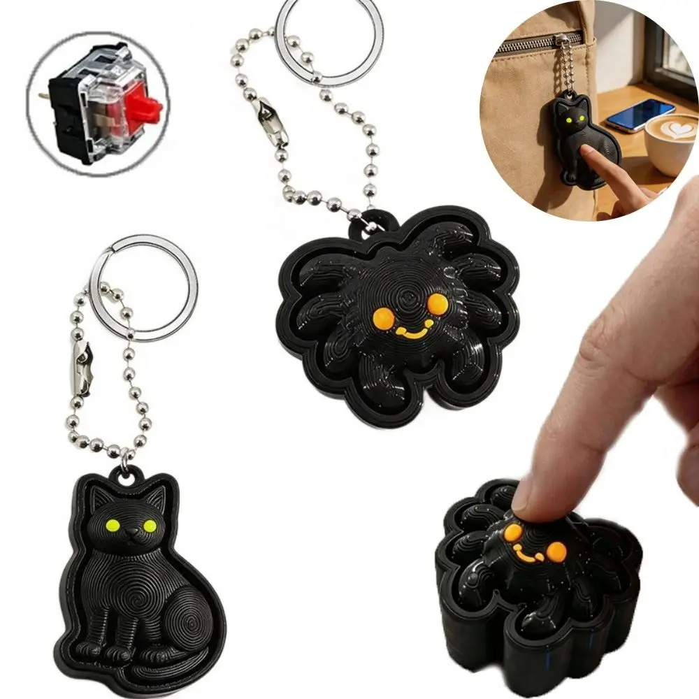 3D Printed Clicker Fidget Keychain Quiet Tactile Clicking Portable Clicker Fidget Pressable Clicker Cat Spider Shape