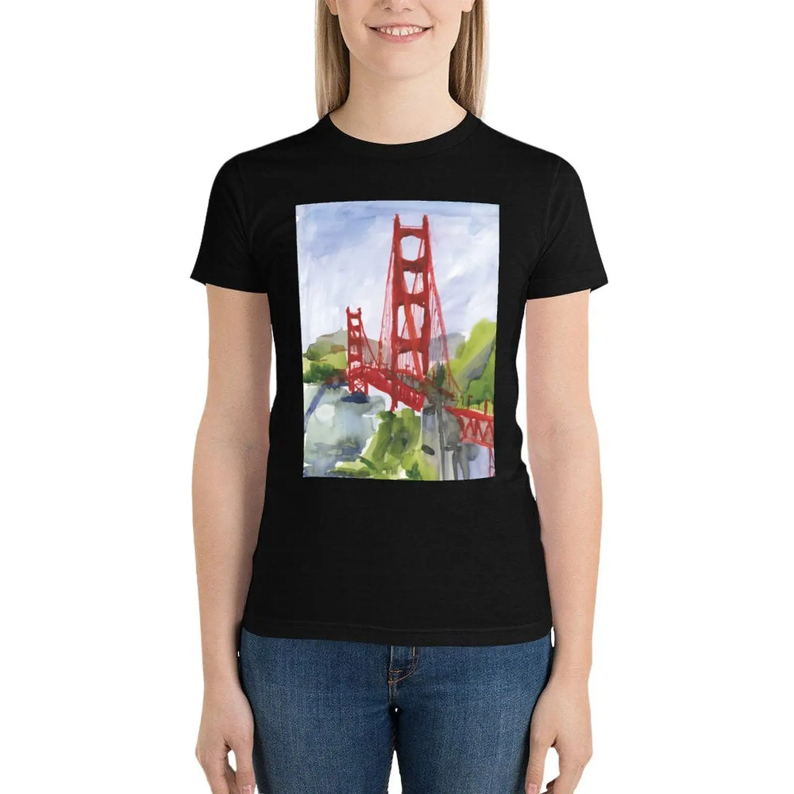 

Golden Gate Bridge T-Shirt korean fashion cute clothes t-shirt dress for Women plus size