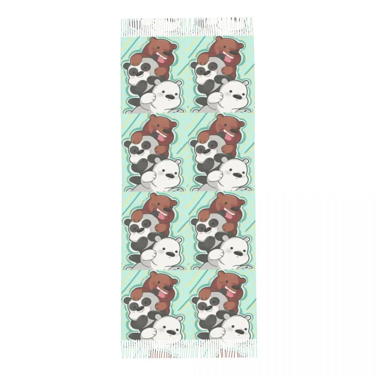 Damessjaal met kwastje We Bare Bears Panda Lange winter herfst sjaal en omslagdoek Cartoon Grizzly Ice Gifts Pashmina sjaals