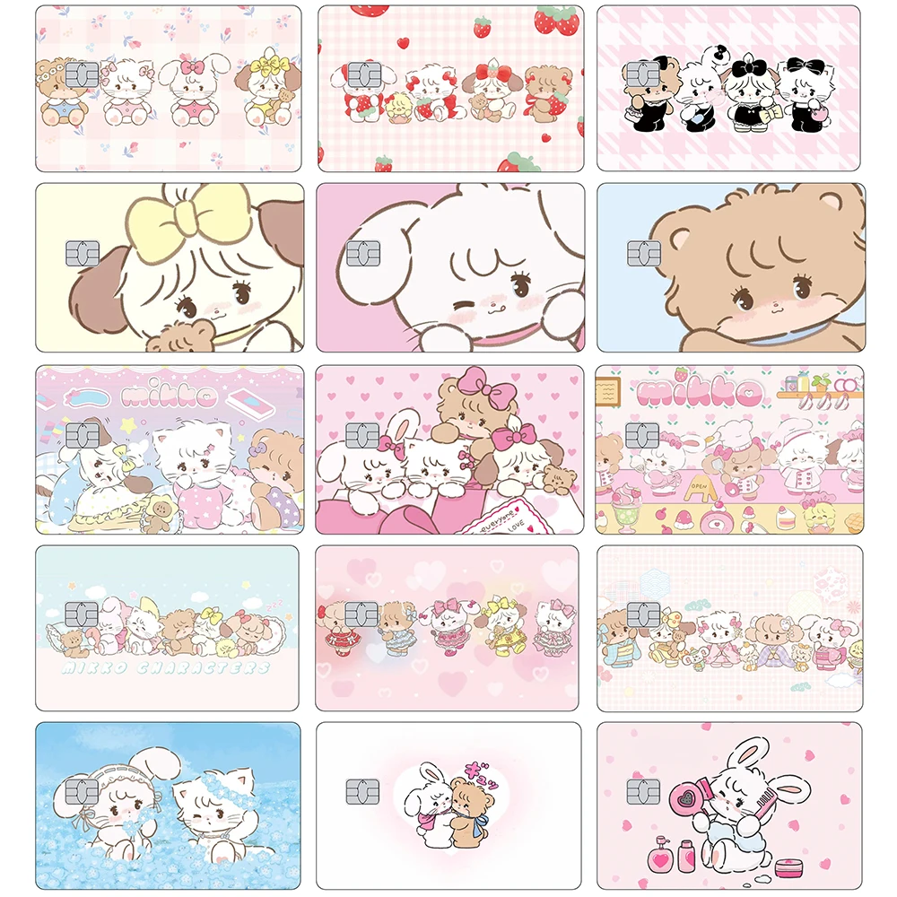 Cute Mikko Illustrator Credit Card Skin Mousse Cammy Latte Souffle Matte Stickers for VISA Bank Card JCB and Other IC Cards
