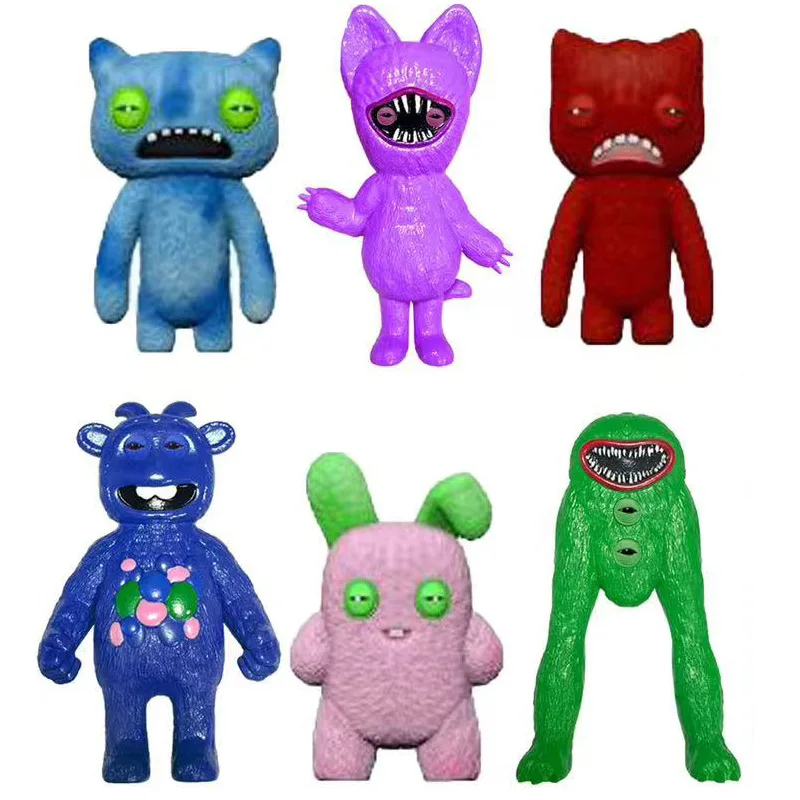 6PCS Anime Action Figures Fuggler Monster Cartoon Cute Toys Figurines Children Classic Toy Desk Ornament Home Decor Accessories