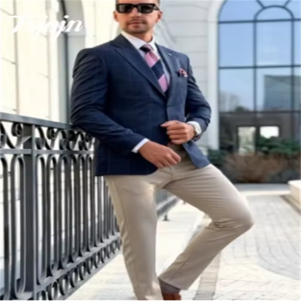 

Elegant Notched Men Suit Set 2PCS Classic Single Breasted Men Tuxedos Suit Charming Solid Slim Suit For Groom Suit Customized