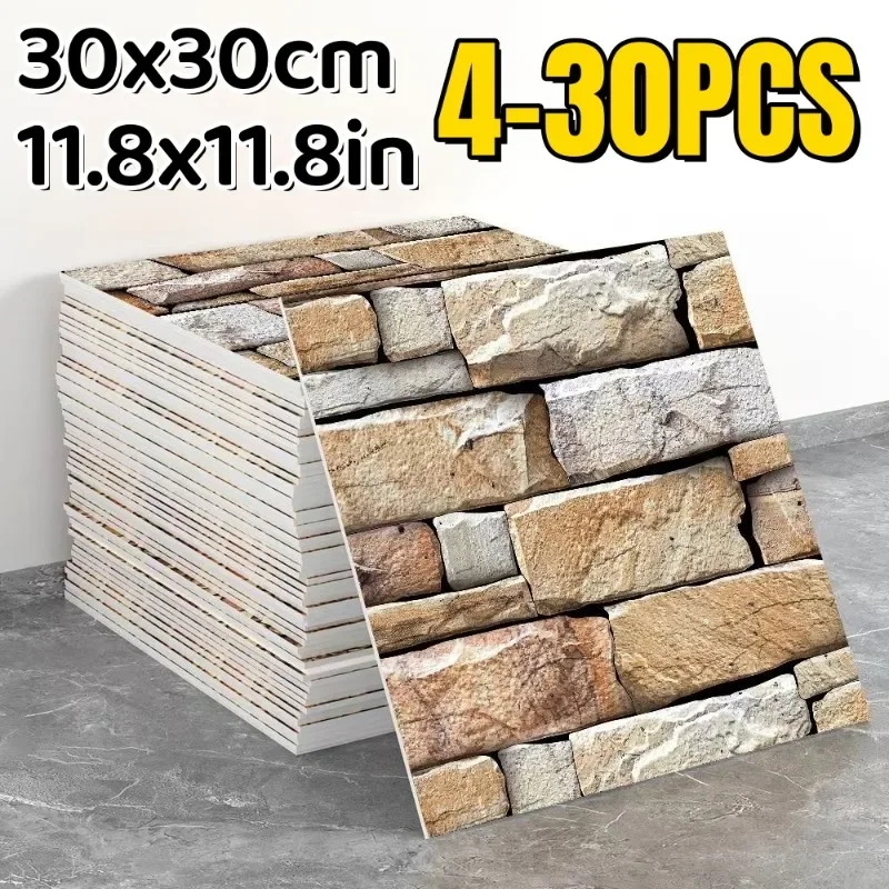 Brick Patterned Self-Adhesive Wall Stickers Peel and Stick Foam Wallpaper Wall Covering Renovation Decoration Bedroom Restaurant