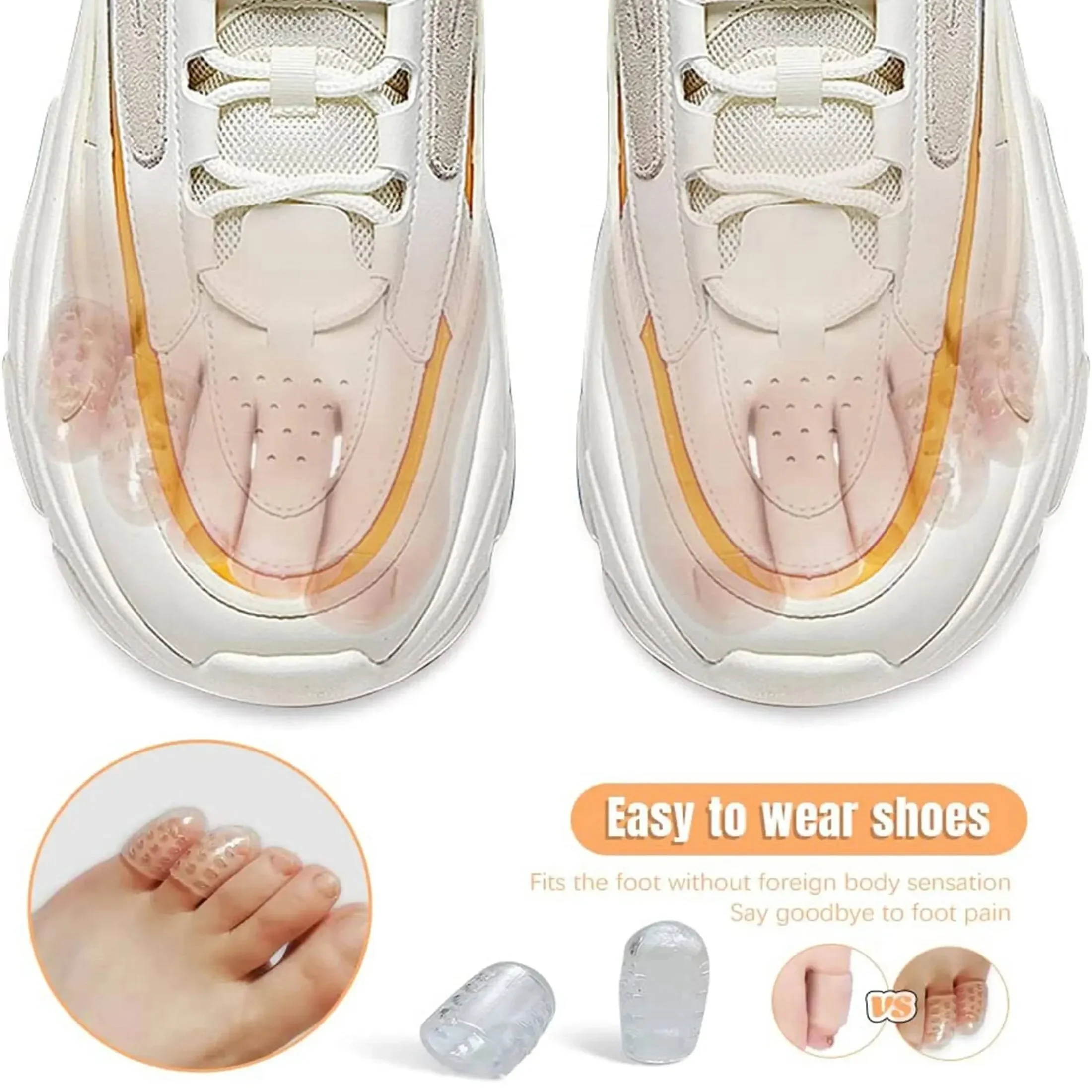 20pcs Transparent Breathable Silicone Toe Protectors Prevent Blisters, Calluses And Corn, Comfortable With High Elasticity