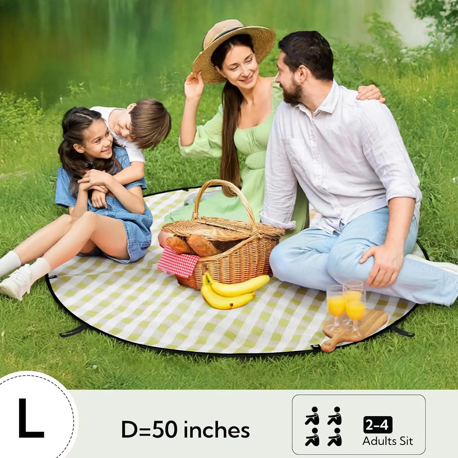 

Outdoor Picnic Blanket Foldable Waterproof Sand-Resistant Rug Beach Blanket Tote Transforming Mat For Music Festival Camping
