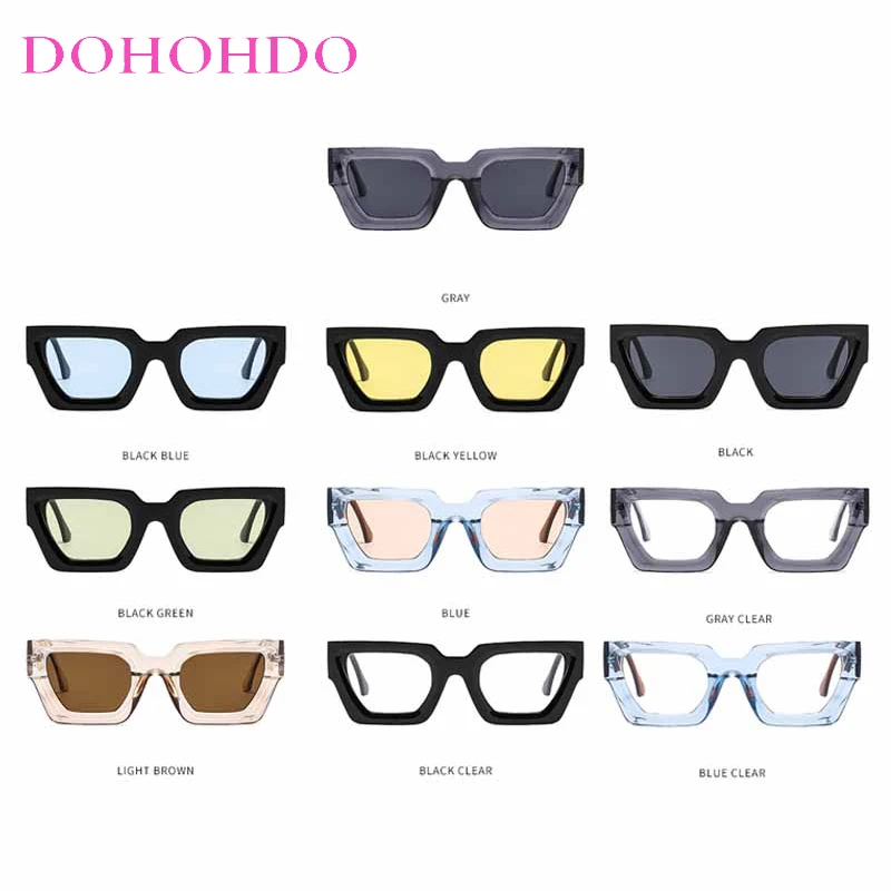 Women Fashion Cat Eye Sunglasses Men Retro Simple Double Color Thick Frame Sun Glasses Shades Irregular Legs UV400 Eyeglasses