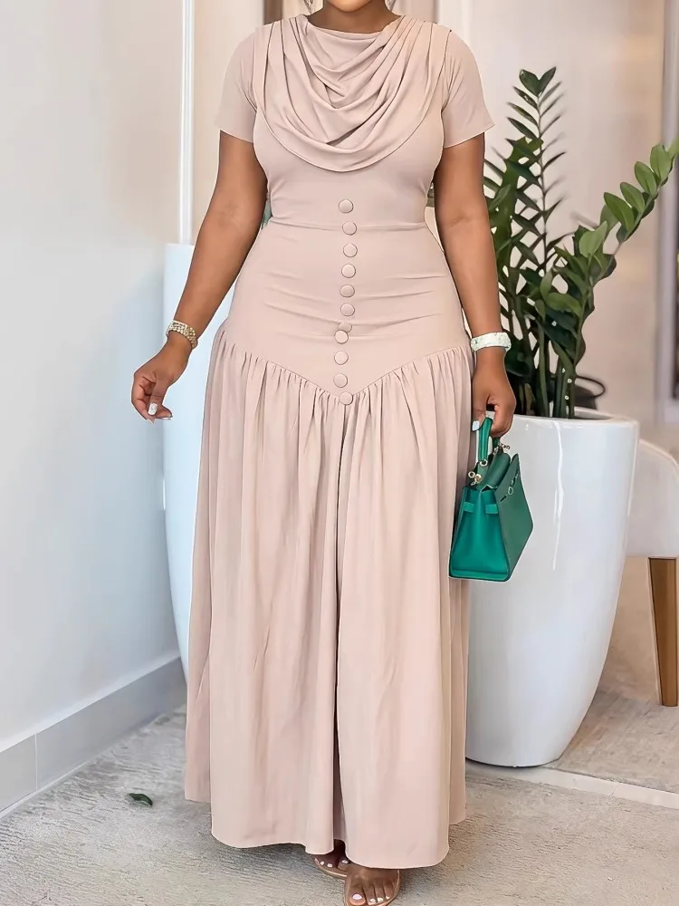 

Африканские платья для женщин, элегантное плиссированное платье макси с короткими рукавами, традиционная африканская одежда для женщин, Fairy Dreaes