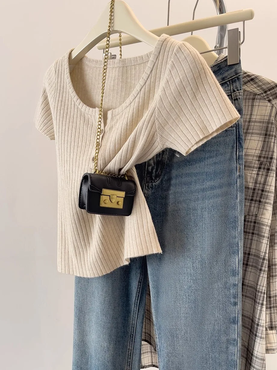 Ele V-Ne Ice Silk ort Sve تي شيرت المرأة الصيف رقيقة التخسيس اللون رداء علوي غير رسمي مريح للتنفس فضفاض صالح