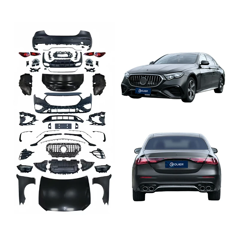 2016-2020 W213 Facelift Body Kit Upgrade To 2021 W214 E53 Style Front Rear Bumper Fog Light Mod PartsOld To New Facelift Body Ki
