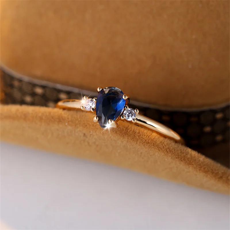 Women's Pear Cut Royal Blue Stone Stacking Ring