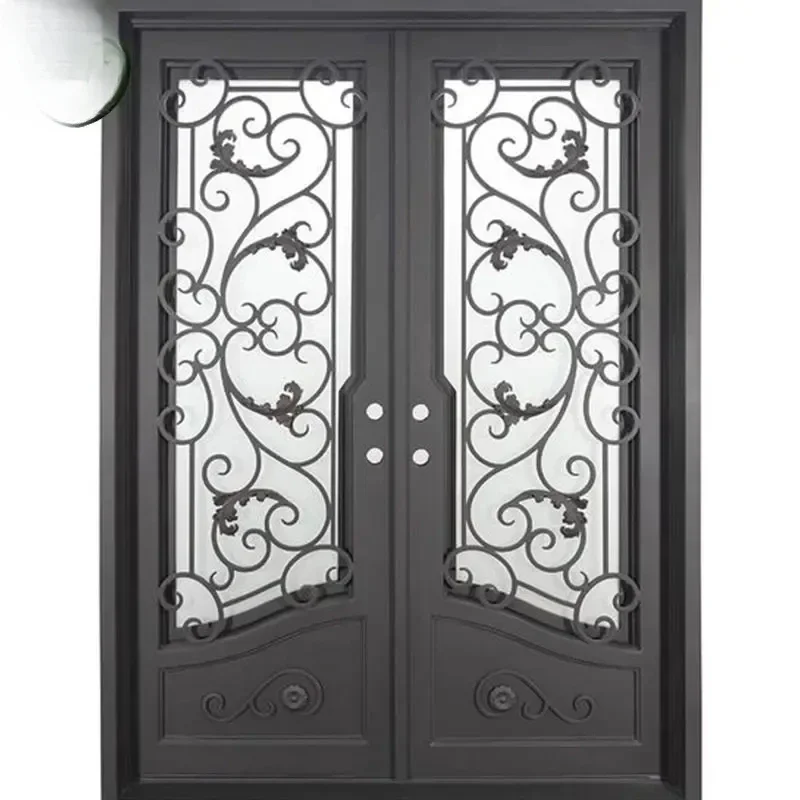 Factory Wrought Iron Entrance Door for House Courtyard Elegant Durable