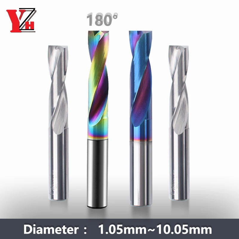 

YZH D1.05~10.09mm Flat Drill 180° HRC65 HRC55 HRC50 Carbide Countersunk hole/Inclined surface/Cross hole External Cooling