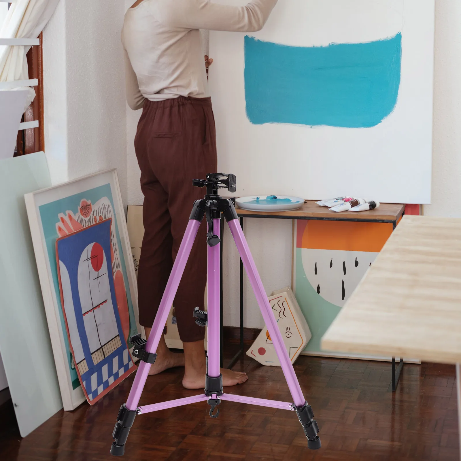 

Foldable Aluminum Alloy Easel Sketch Board Holder Adjustable Height Painting St Drawing Rack R om Color Non Slip Base Metal