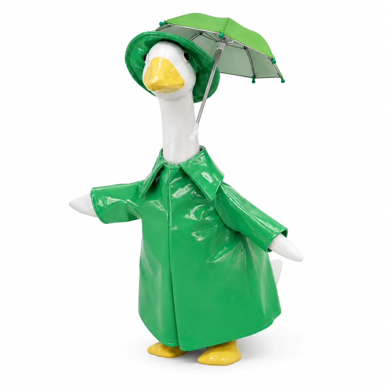 23 Inch Porch Goose Outfit Raincoat Set with Hat Umbrella Accessories Outdoor Garden Yard Decoration Goose Clothes No Statue
